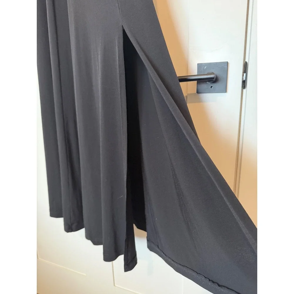 Michael Kors Black Jersey Grommet Maxi Dress Stretch Slim Fit Edgy Sleeveless S